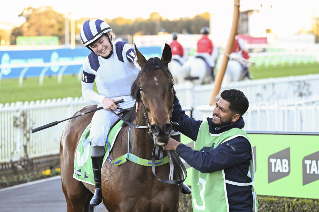 jockey, racing horse, and strapper